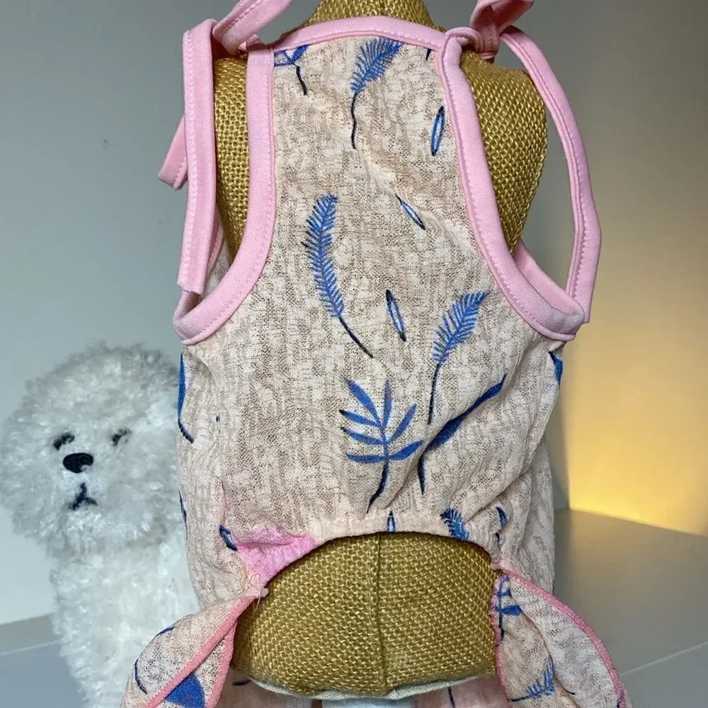 Pink Flamingo Watercolor Burnout Dog Dress